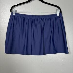 Costa Del Sol Navy Blue Solid Skirted Bikini Bottom - 18 - Women's Plus Size